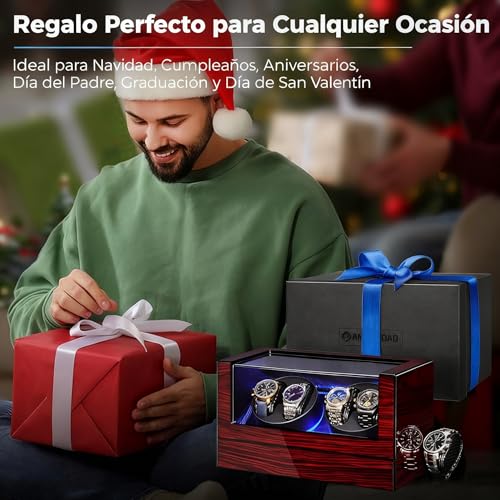 Thumbnail 6 de ANWBROAD caja giratoria automática para relojes, 4 posiciones e iluminación LED