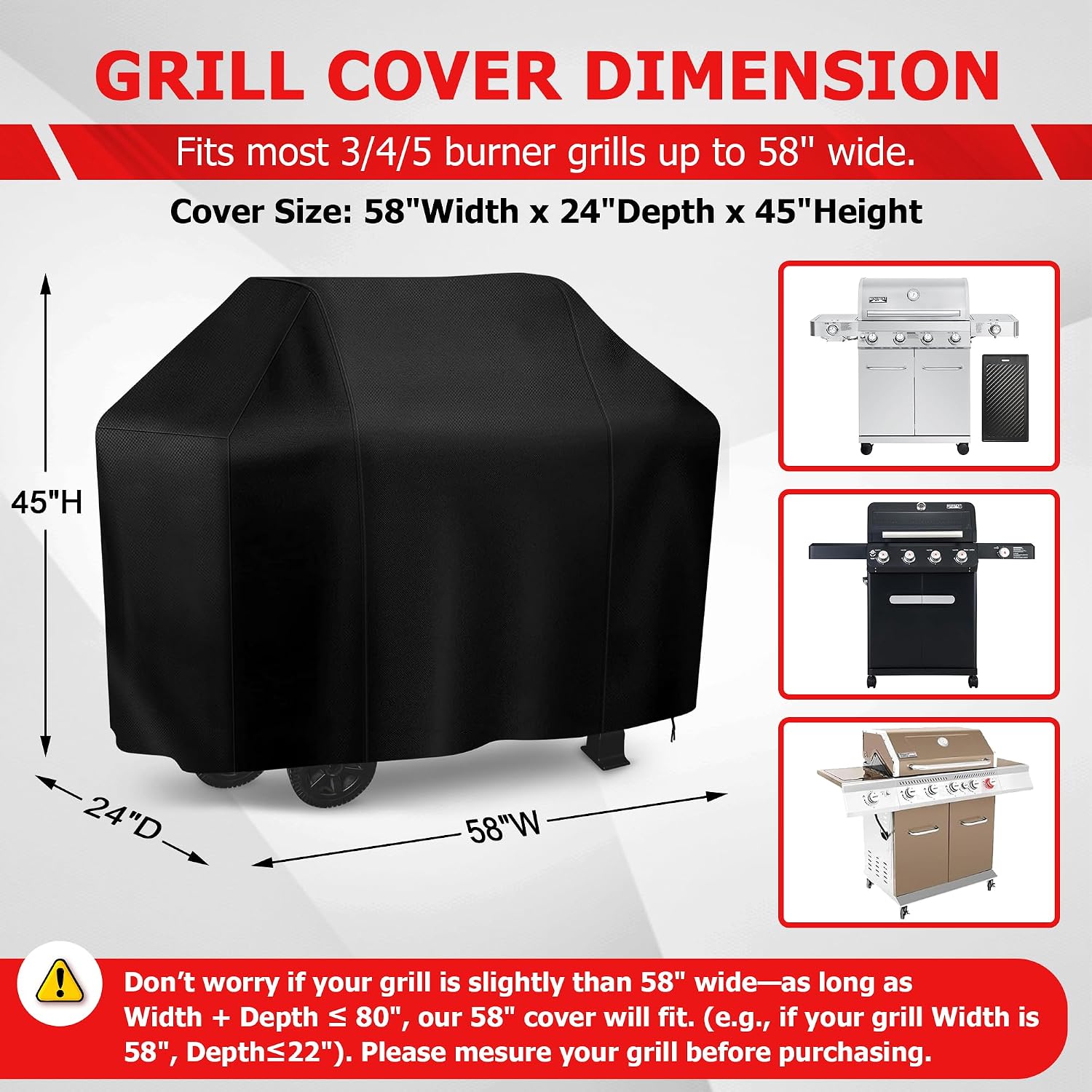 Detalle de i COVER G21660-58 58-Inch Grill Cover, Waterproof Oxford Polyester
