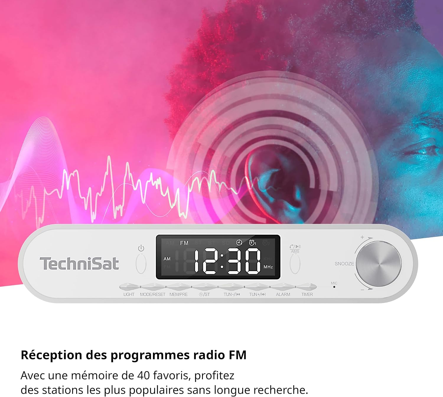 Detalle de TechniSat Viola Radio de Cuisine encastrable – FM, Bluetooth et lampe de travail (blanc)