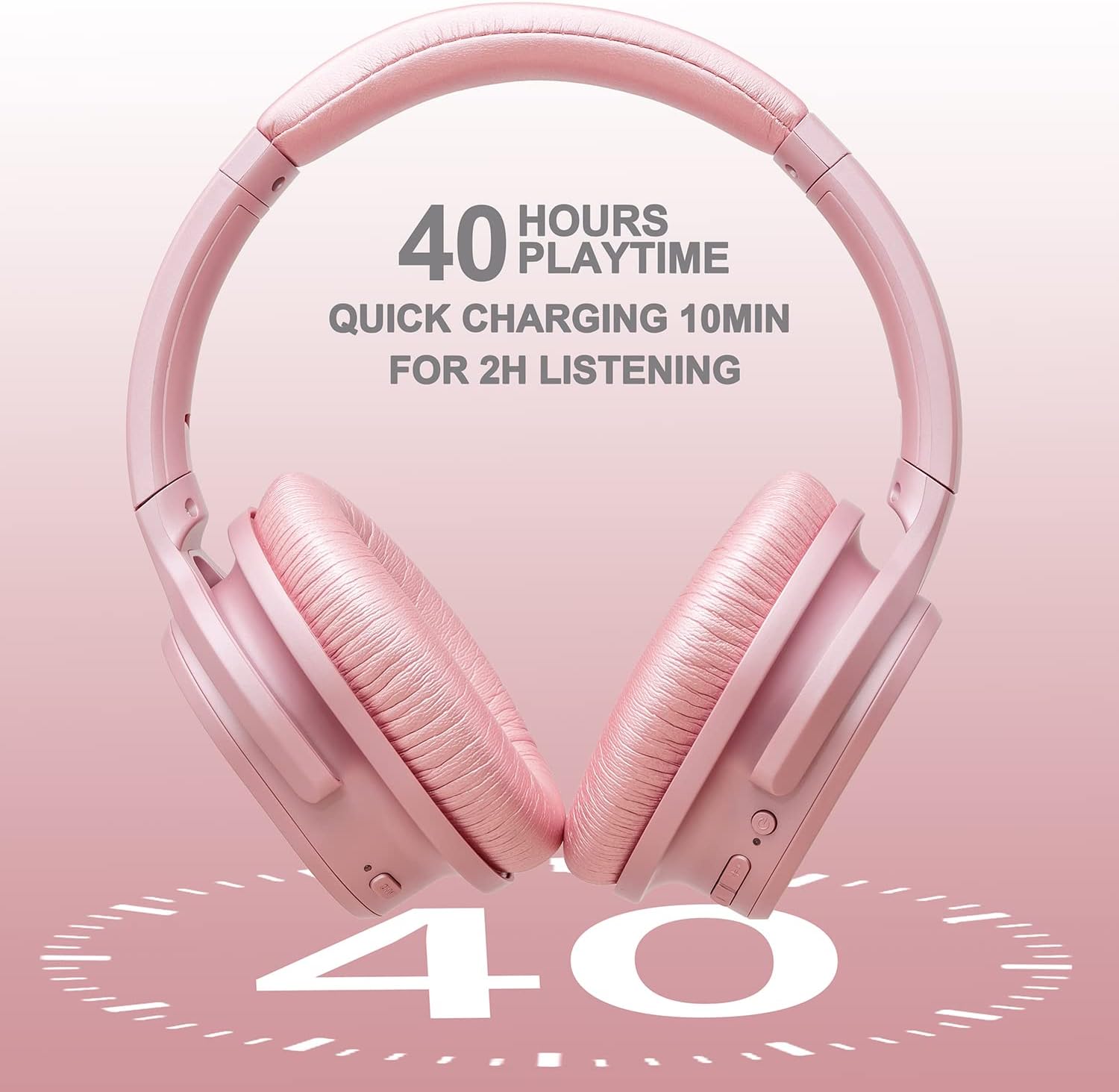 Detalle de ZIHNIC Active Noise Cancelling Headphones (Rose Gold) — 40H Wireless ANC Headset