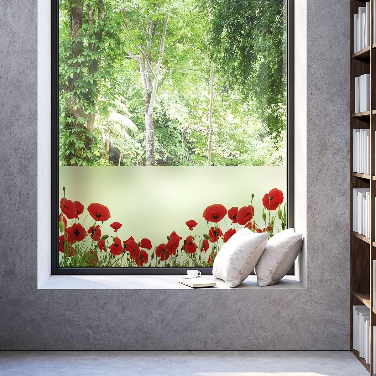Thumbnail 2 de Ambiance Sticker folia okienna z makami, winylowa, samoprzylepna, 40 × 100 cm