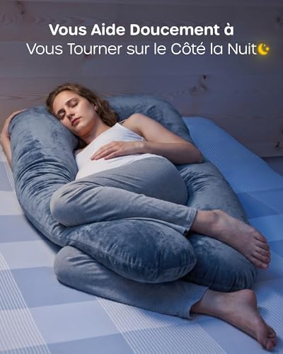 Detalle de Nuliie Coussin de Grossesse pour Dormir en forme de U – Oreiller de Corps Gris