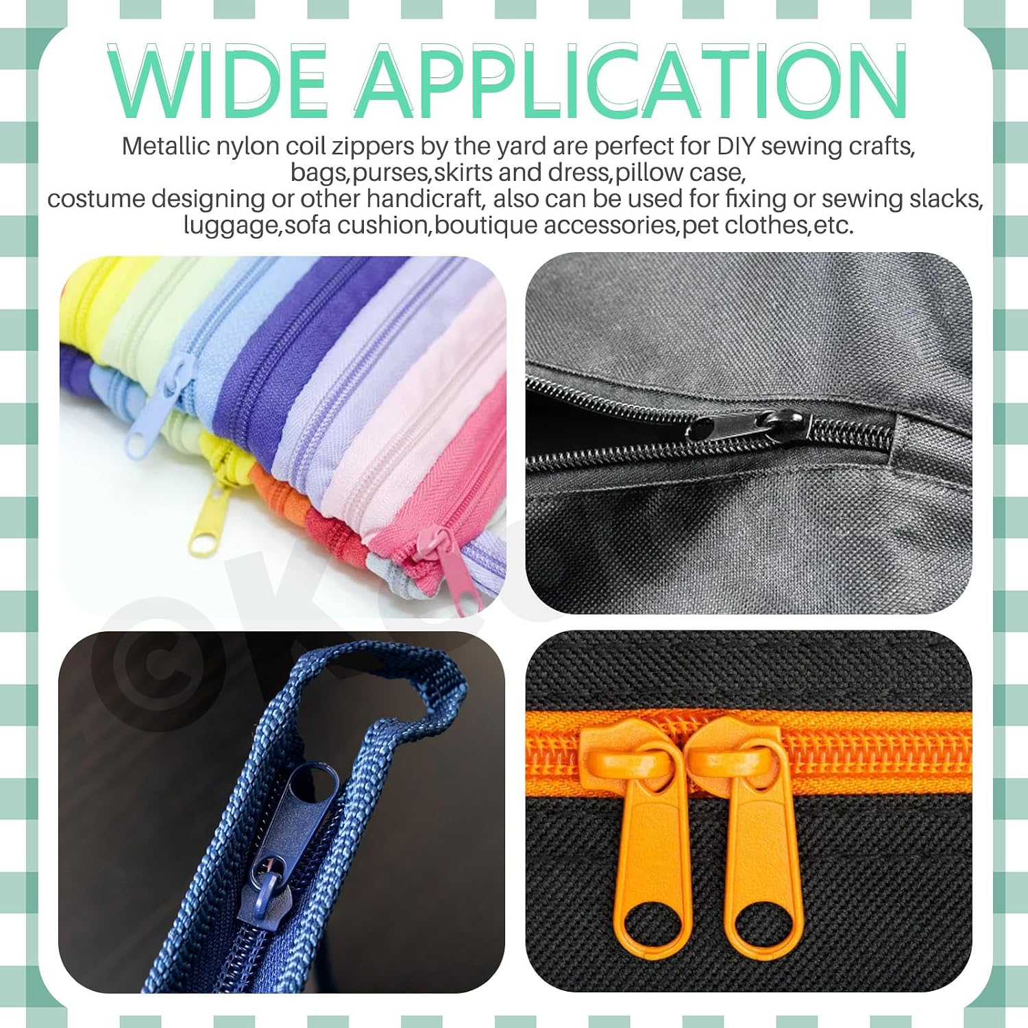 Detalle de Keadic 81Pcs #5 Nylon-Reißverschluss-Set mit 10 Yard, Helles Violett – inklusive Schiebern, Stops und Zähnen