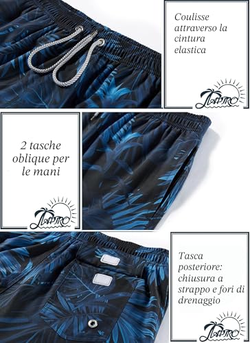 Detalle 2 de APTRO Costumi Pantaloncini da Bagno da Uomo MK288 4XL – Stampa Hawaiana, Asciugatura Rapida, Fodera in Rete