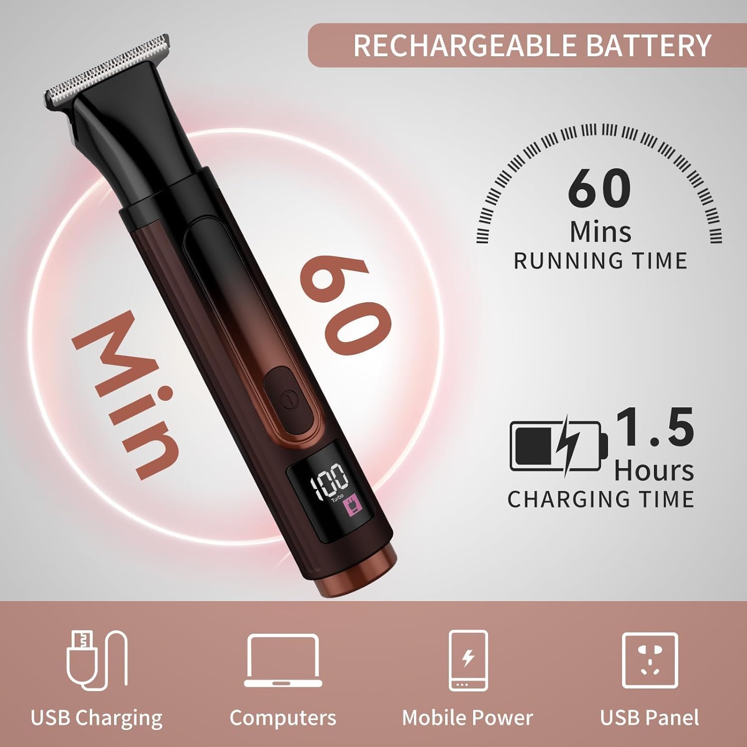 Thumbnail 3 de Long-Handle Waterproof Back Shaver with 4 Flex Heads, Extendable Reach and USB Charging