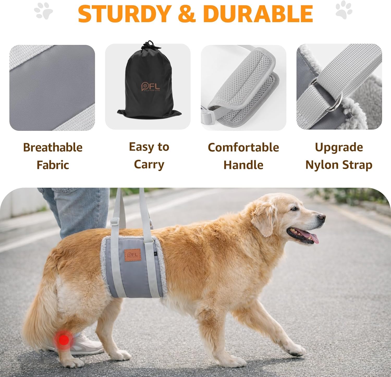 Thumbnail 3 de Adjustable Dog Lifting Harness: Support & Rehab for Weak Rear Legs (Grey, L)
