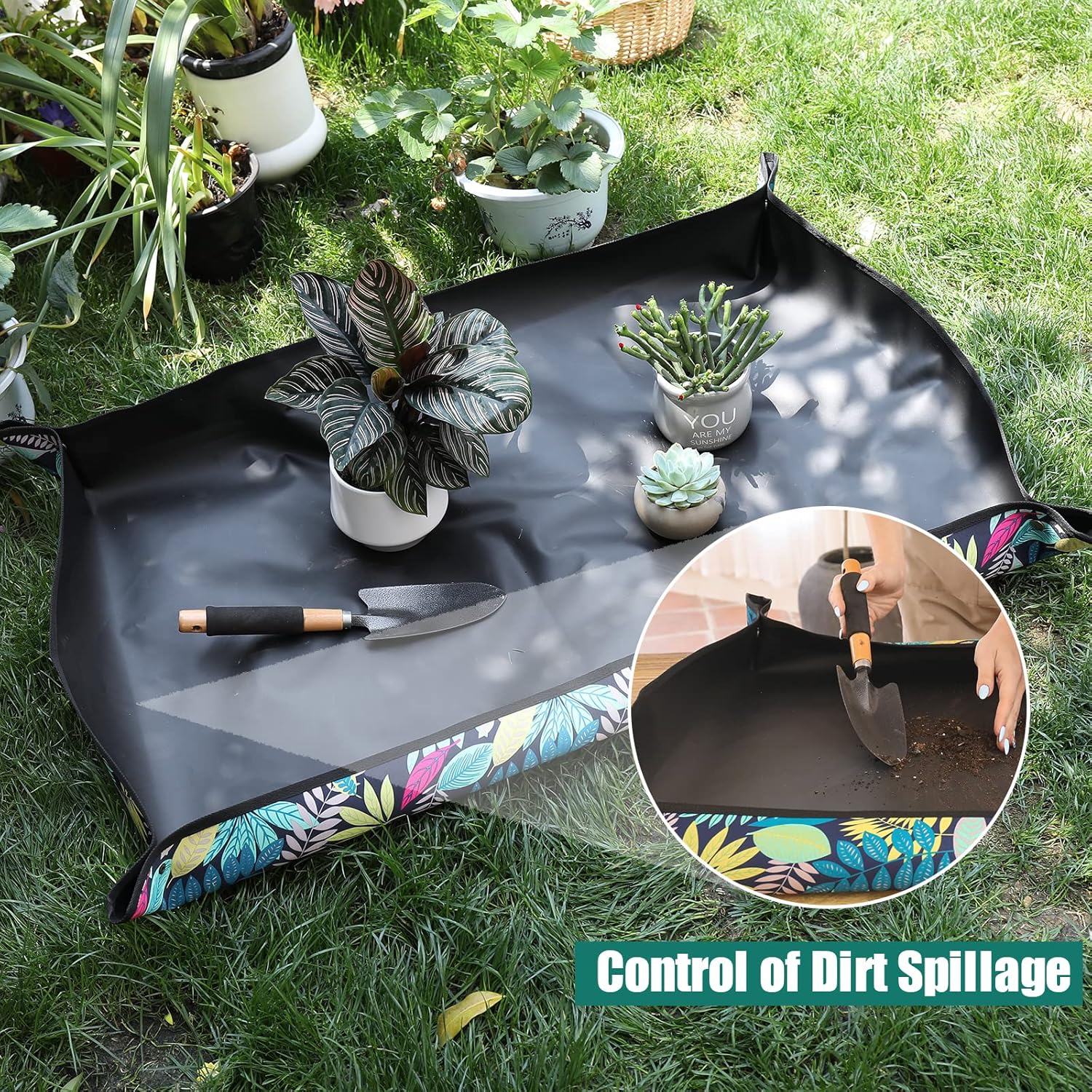 Thumbnail 4 de Owl Focus wasserdichte Umtopfmatte aus Oxford-Gewebe mit Blumenmuster (74,9 x 74,9 cm)