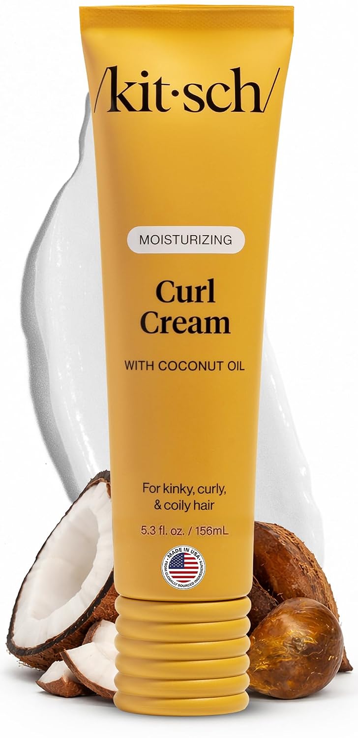 Kitsch Moisturizing Curl Cream for Curly Hair (Lightweight, Frizz Control & Shine) – 5.3 oz