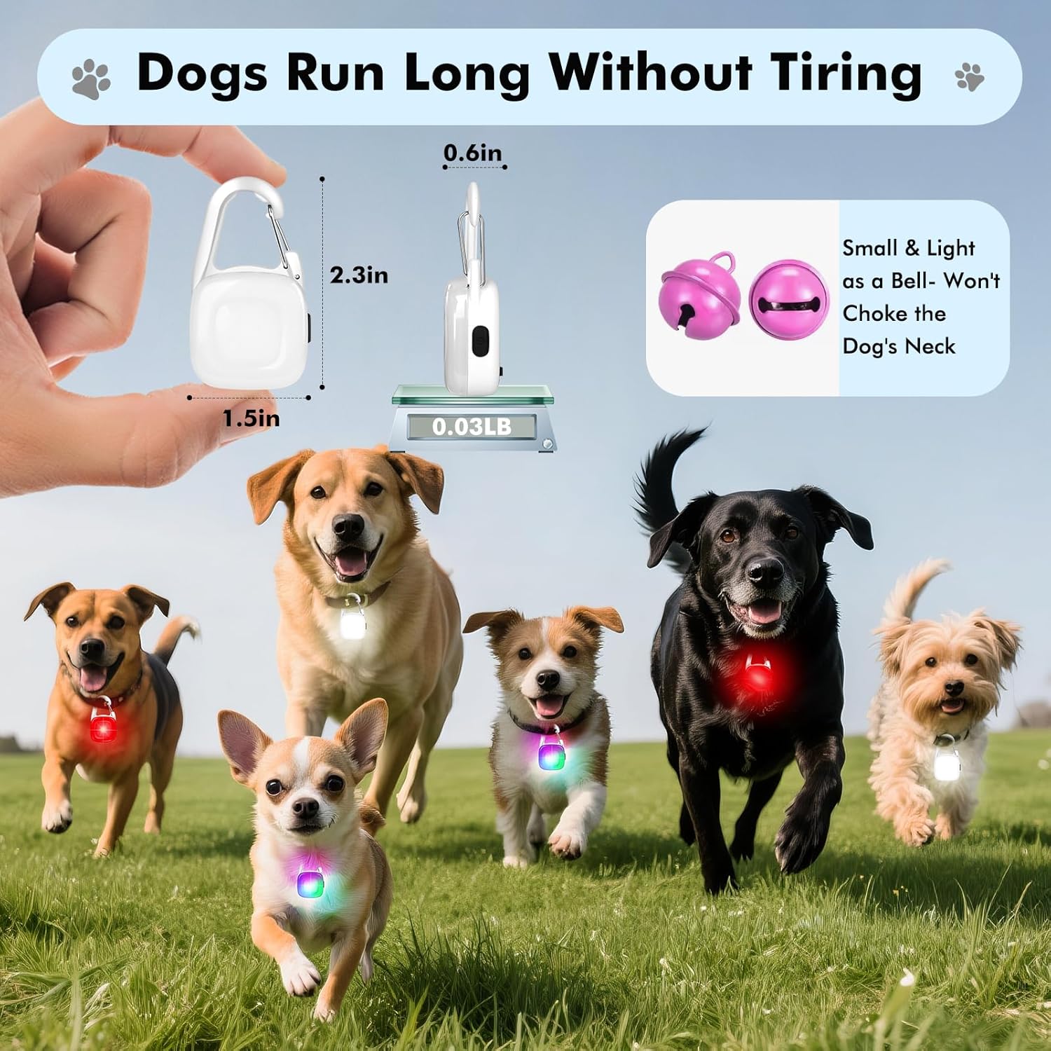 Detalle de Dog Lights for Night Walking 2-pack LED clip-on 🐕