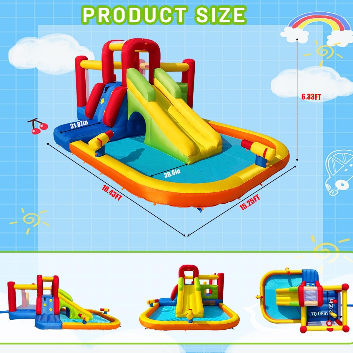 Detalle 2 de Ballsea Castello gonfiabile con ventola: divertimento multisensoriale per indoor e outdoor