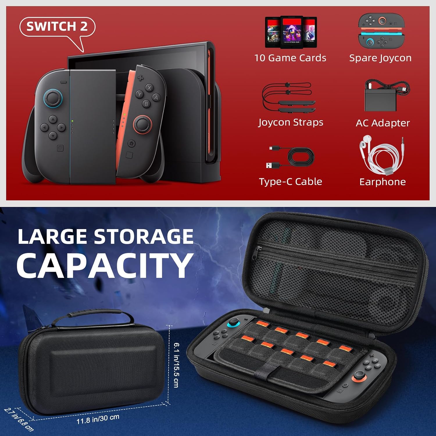 Detalle de TiMOVO Pochette Housse pour Nintendo Switch 2 (2025) – Noir