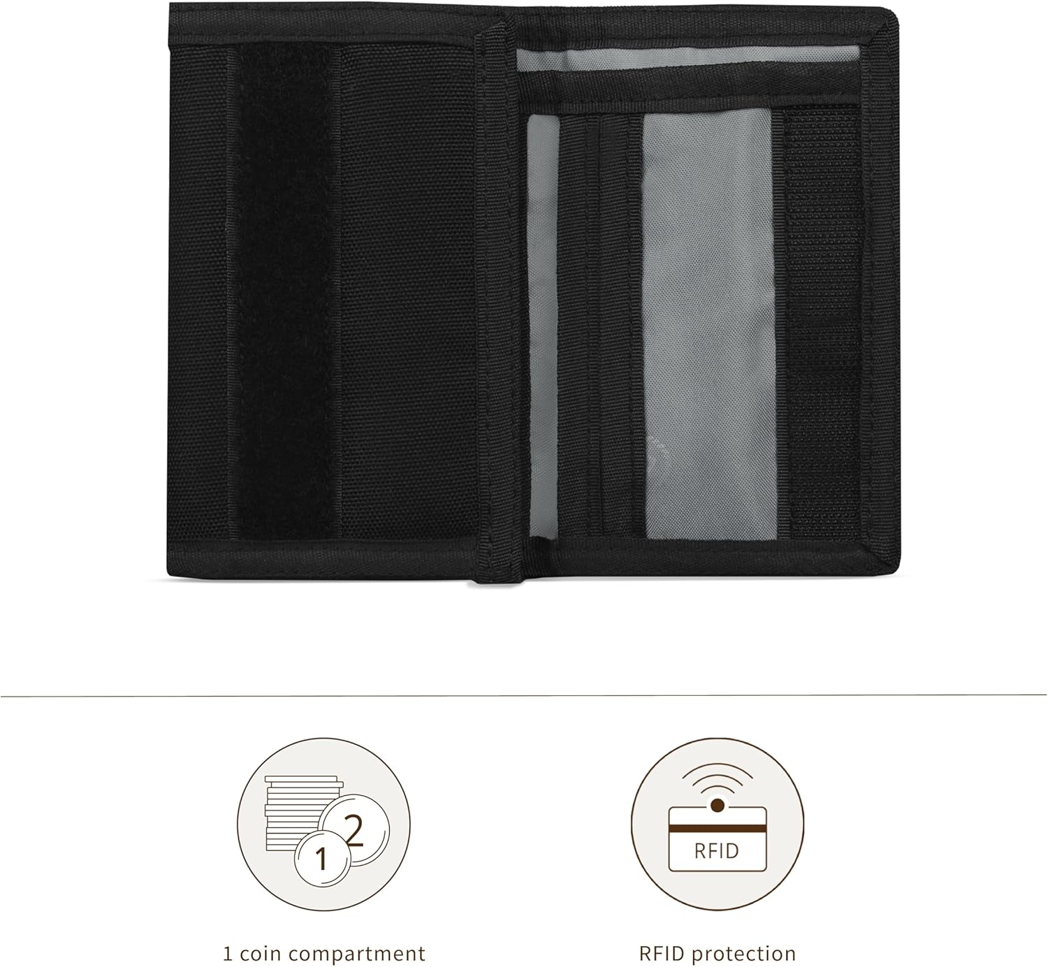 Thumbnail 4 de Bugatti Trifold portefeuille unisexe noir avec protection RFID et compartiment monnaie