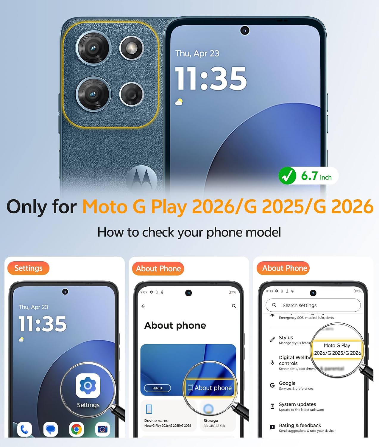 Detalle de FNTCASE Moto G Play 2026 / G 2026 / G 2025 Case, Magnetic, Matte, with Screen Protector