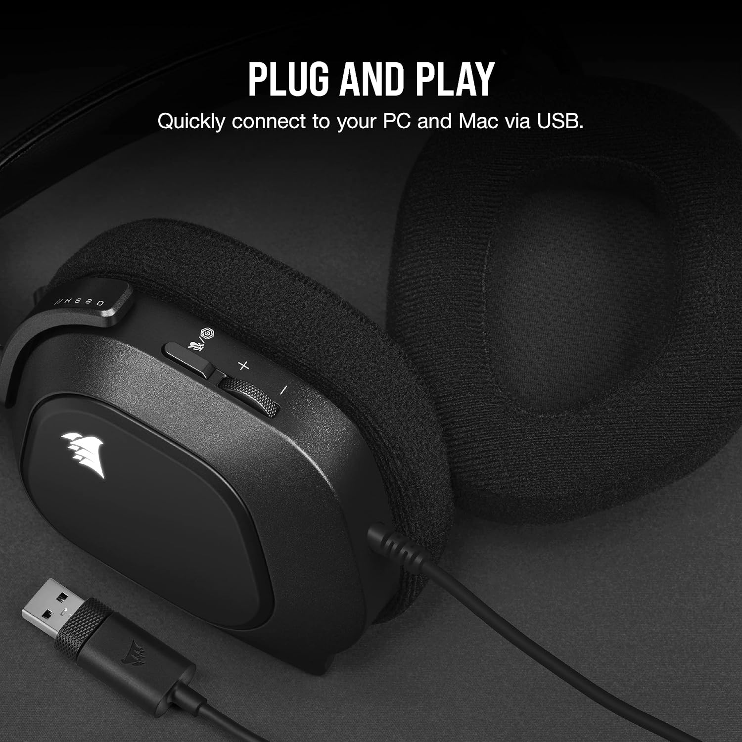 Detalle de Corsair HS80 RGB USB Premium Gaming Headset
