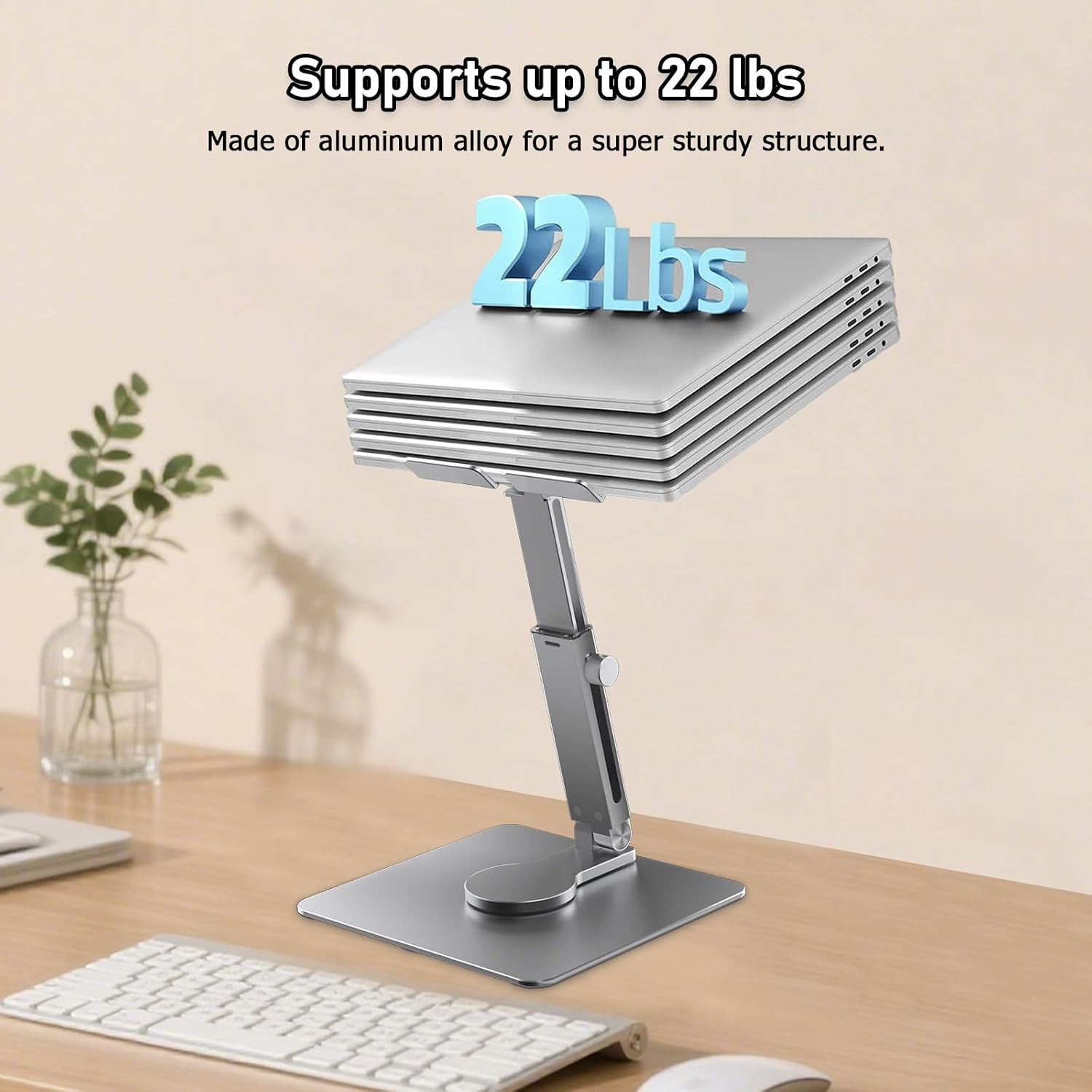 Thumbnail 2 de iPad Tablet Ständer (Höhenverstellbar, 360° drehbar) aus Aluminium – faltbarer Schreibtischhalter für iPad Pro & iPad Air