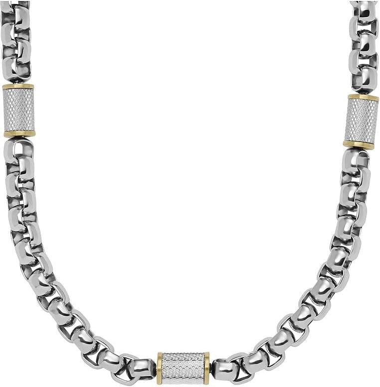 Thumbnail 1 de Fossil Collana a catena da uomo in acciaio inox con chiusura a moschettone bicolore lucido