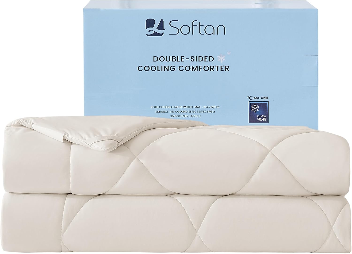 Detalle de lasoftan SCLCOMT-BG-T Cooling Comforter, Twin/Twin XL, Beige, Lightweight