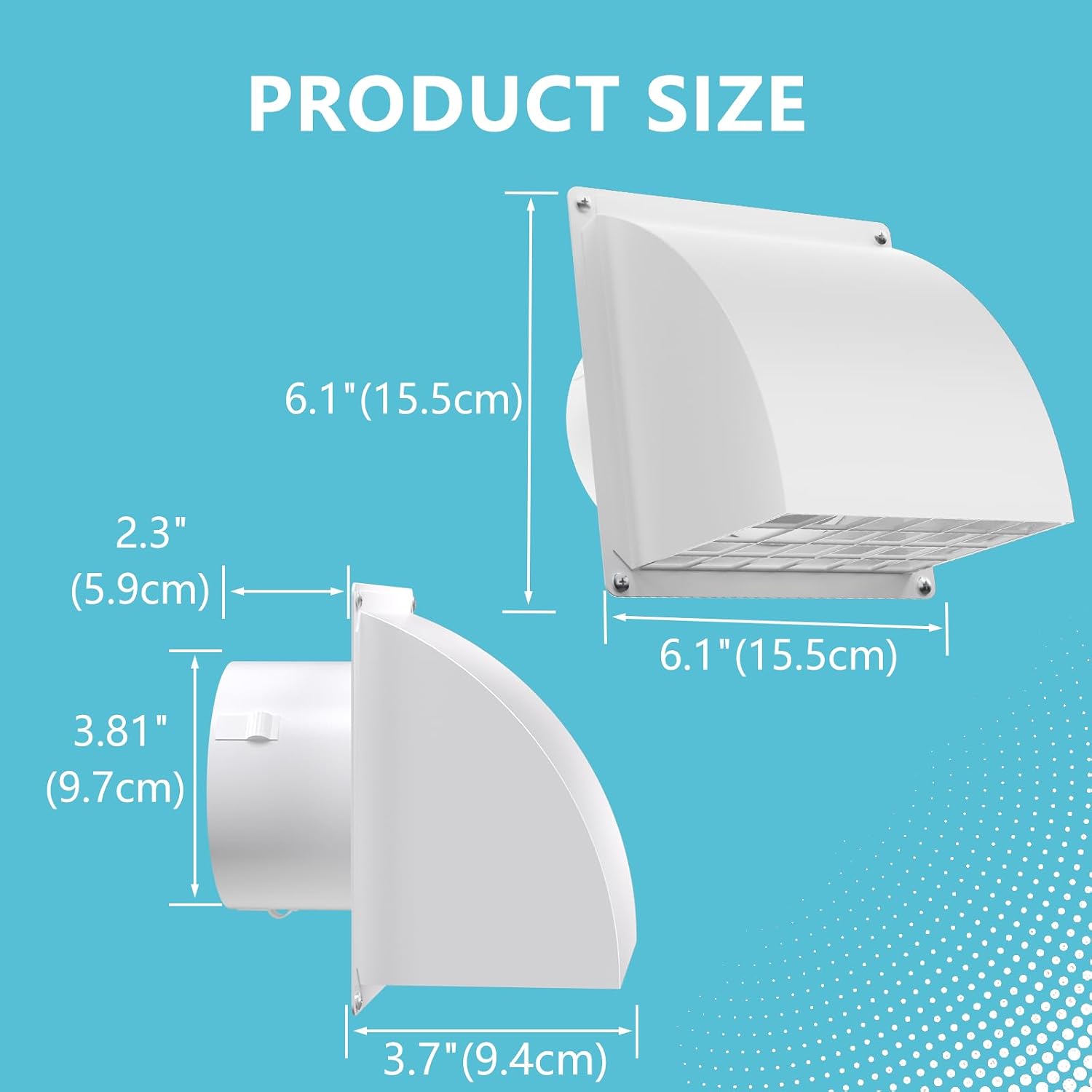 Thumbnail 3 de HG Power PM801 4-Inch Dryer Vent Cover, White Metal with Removable Screen