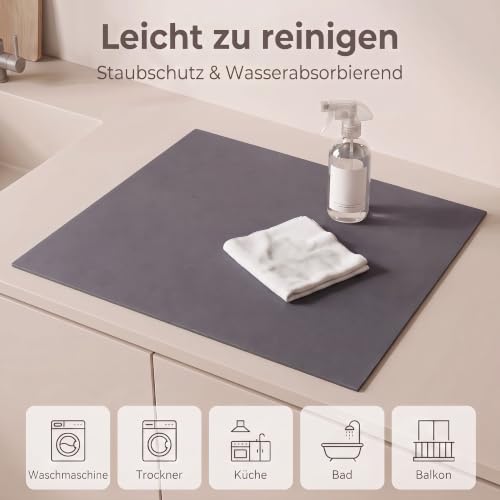 Detalle de KoolYouth Waschmaschinenauflage 60x60 cm – rutschfeste Staubschutzabdeckung für Waschmaschine und Trockner