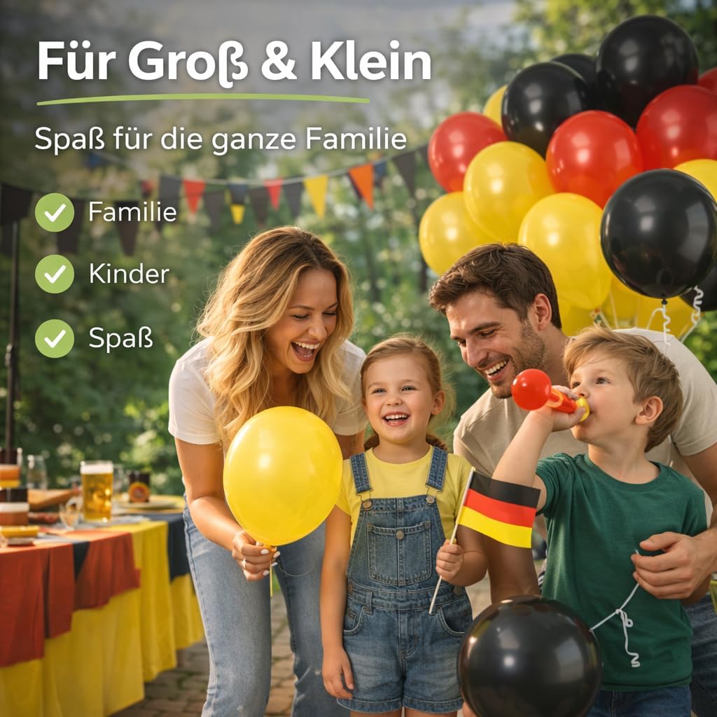 Detalle 2 de 50x Luftballons Ø 35 cm Deutschland – WM 2026 Dekoration, Fanartikel