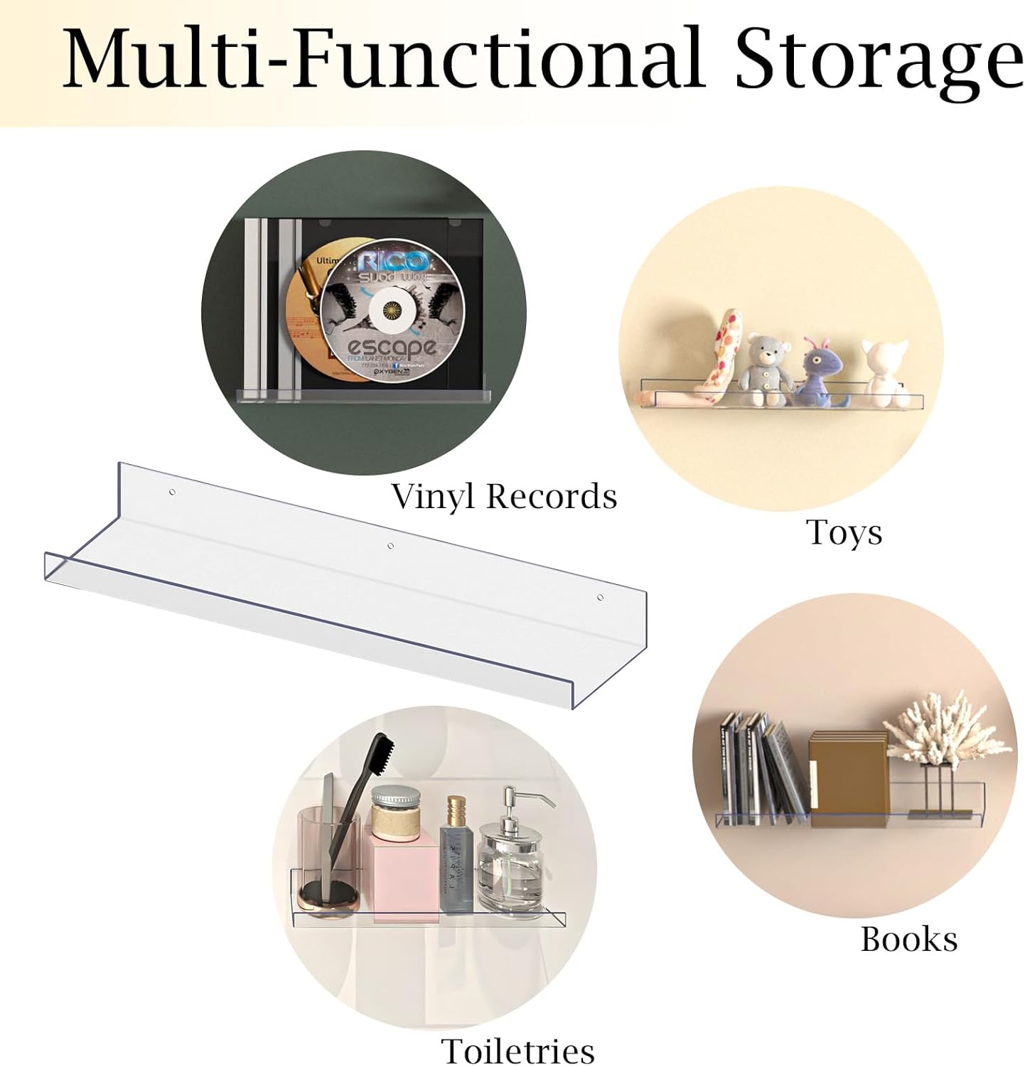 Thumbnail 3 de RLAVBL 5 Pack 15" Acrylic Floating Wall Shelves