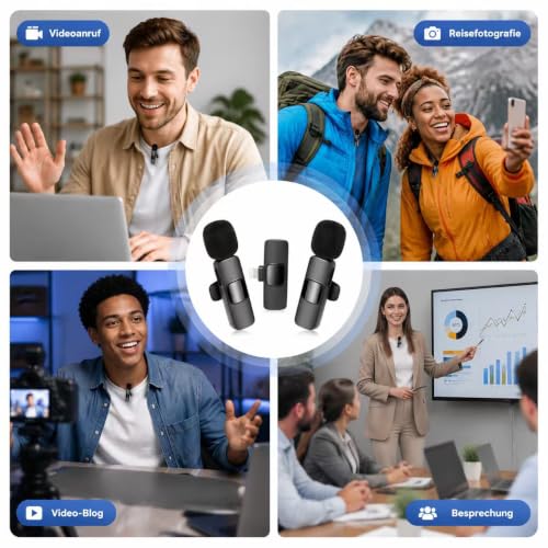 Thumbnail 7 de Qhot Kabelloses Lavalier Mikrofon für iPhone & Android – DSP-Rauschunterdrückung, 2,4-GHz, USB-C & Lightning