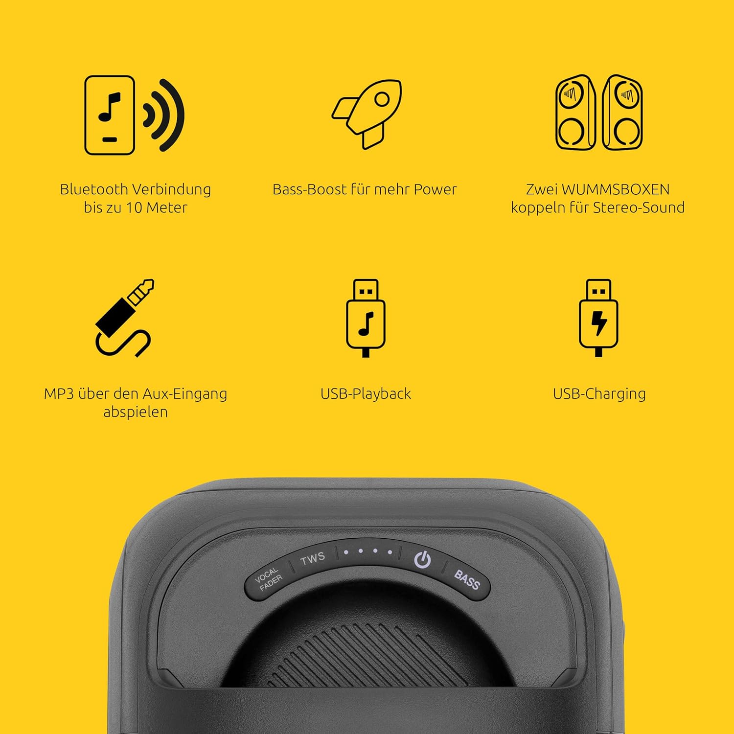 Thumbnail 4 de TechniSat LAUTA WUMMSBOX tragbarer Premium-Bluetooth-Lautsprecher mit 80 W RMS, 103 dB und Bass Boost