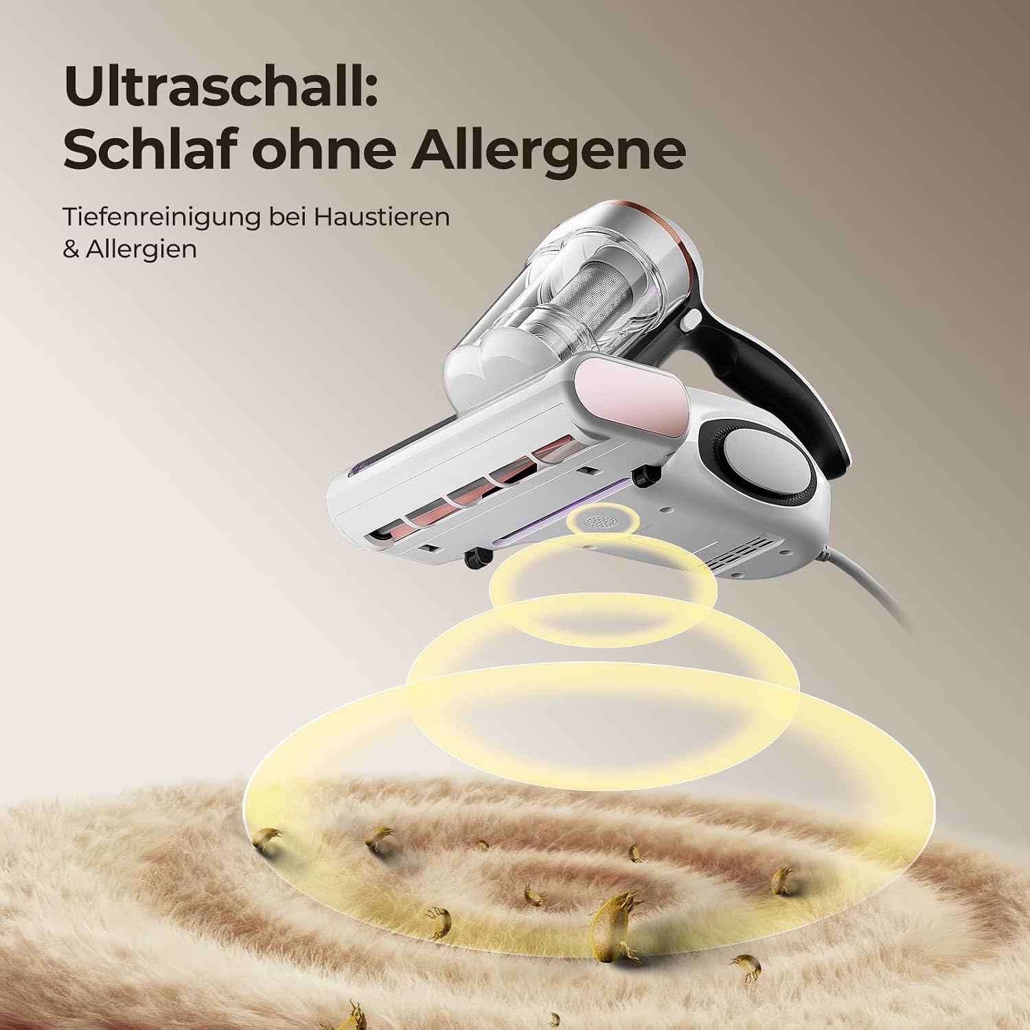 Detalle de JIGOO J300 Milbensauger mit Staubmilben-Sensor – effektive Matratzenreinigung inkl. UV-Licht