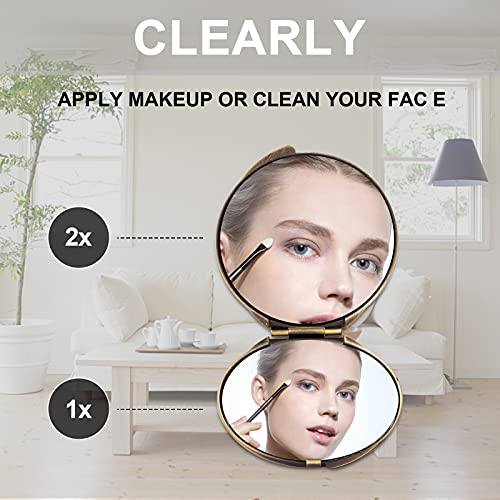 Thumbnail 7 de ANZHUO Portable Metal Folding Mirror, MINI (Bronze) – Compact Travel Make-up Mirror