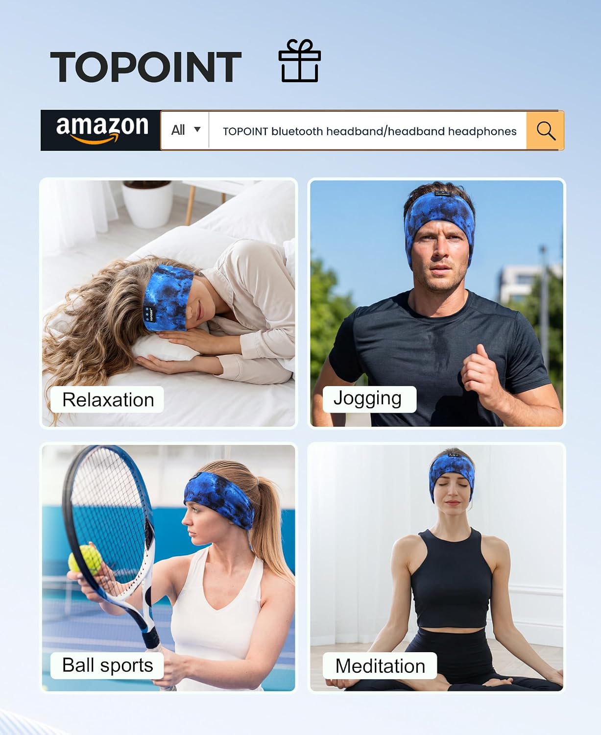 Thumbnail 5 de TOPOINT Sleep Headphones Headband with Bluetooth 5.4 – sweatproof, ultra-thin stereo speakers