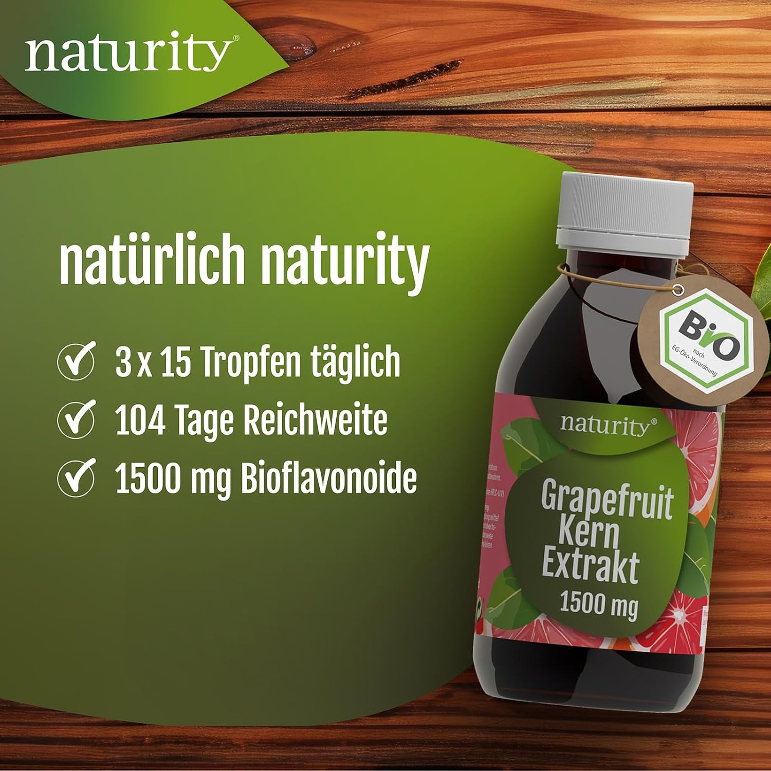 Detalle de Bio Grapefruitkernextrakt (1200 mg Bioflavonoide/250 ml) – vegan, zertifizierte Bio-Qualität, in Deutschland hergestellt