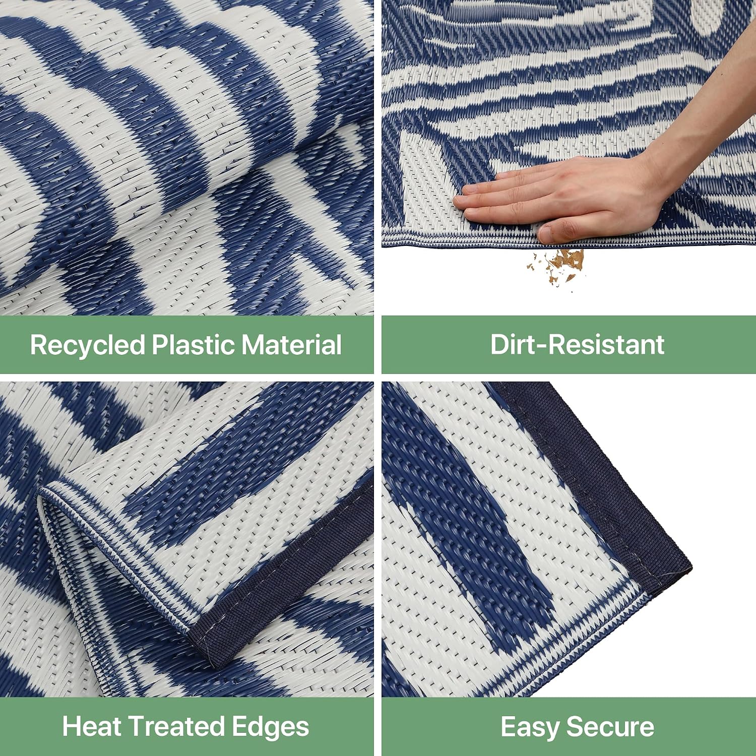 Thumbnail 5 de GENIMO Outdoor Rug 180X270CM – Large Botanical Leaf Waterproof Reversible Garden Rug