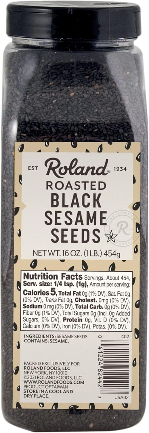 Detalle de Roland Foods Roasted Black Sesame Seeds, 16-Ounce Pack, Ready to Eat