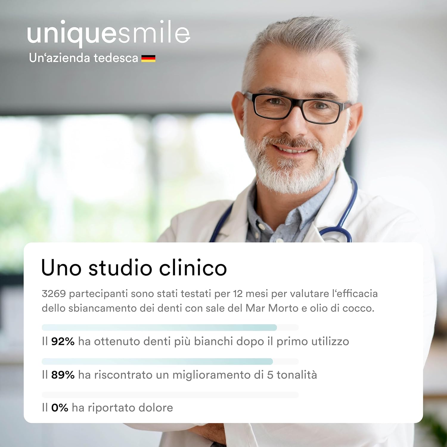 Detalle de Uniquesmile Strisce sbiancanti — sbiancamento denti senza perossido, 100 giorni di prova, set da 40 pezzi