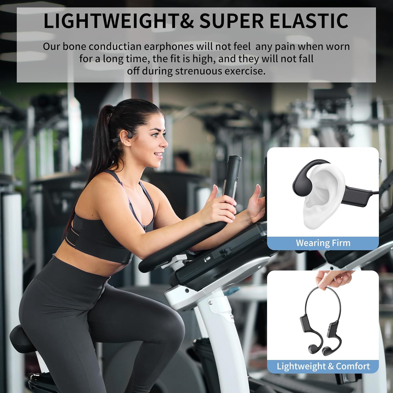 Thumbnail 6 de Casque conduction osseuse Bluetooth avec micro open ear étanche IPX55 – pour course, sport et cyclisme (noir)