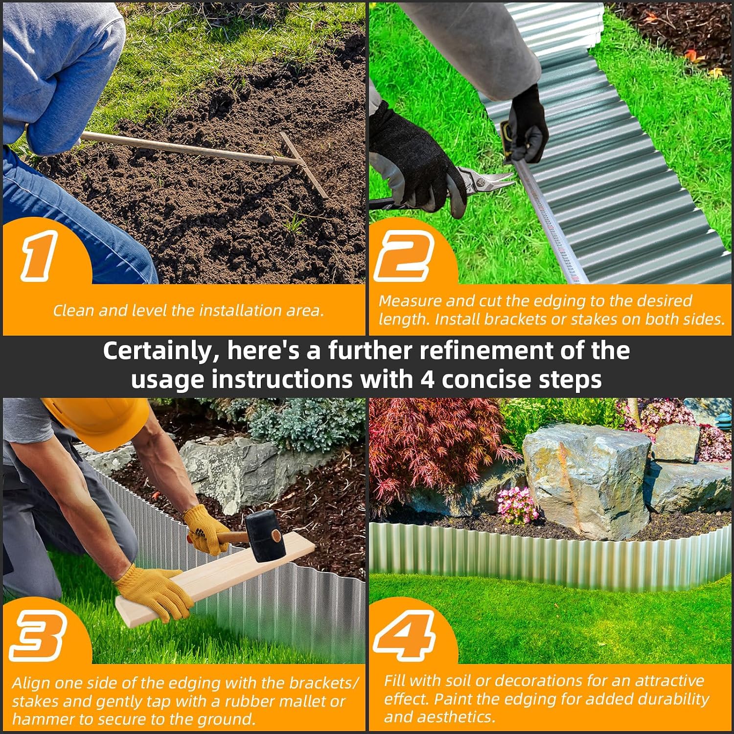 Thumbnail 3 de LAVEVE Metal Garden Edging, 4 in. x 10 ft