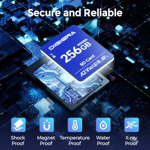 Thumbnail 7 de DIGIERA 256 GB SDXC UHS-I Speicherkarte – C10, U3, V30, 4K/UHD, robustes Allround-Modul für Kamera, Computer & Auto-Navigation
