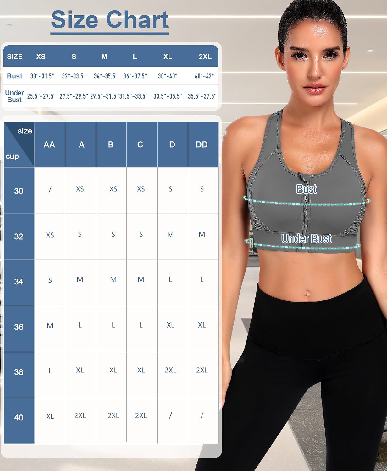 Thumbnail 6 de JoyGirl High-Impact Sports Bra with Front Zip and Racerback