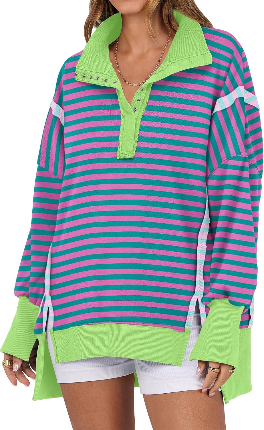Thumbnail 6 de Oversized Henley Sweatshirt