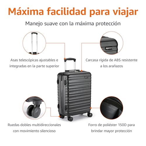 Thumbnail 1 de Amazon Basics Maleta de Cabina Rígida - Equipaje de Mano ABS 55x40x20 cm (30 L) en Negro