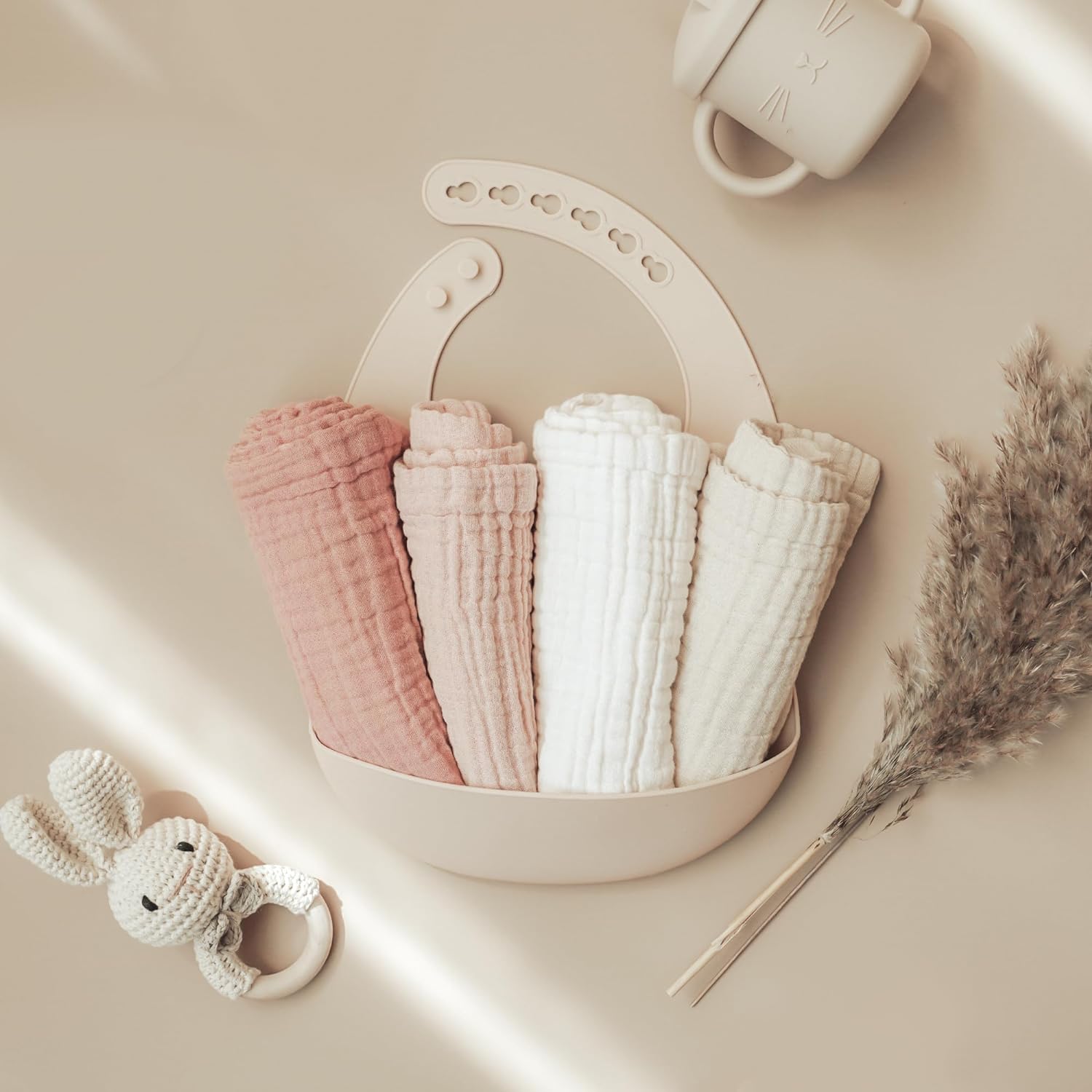 Detalle 2 de Konssy Muslin Baby Washcloths 100% Cotton