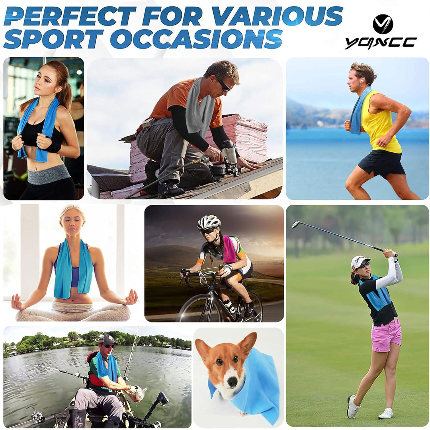 Thumbnail 1 de YQXCC 2 Pack Cooling Towels (120x30 cm) – Cold, Microfibre Breathable for Sports and Outdoors