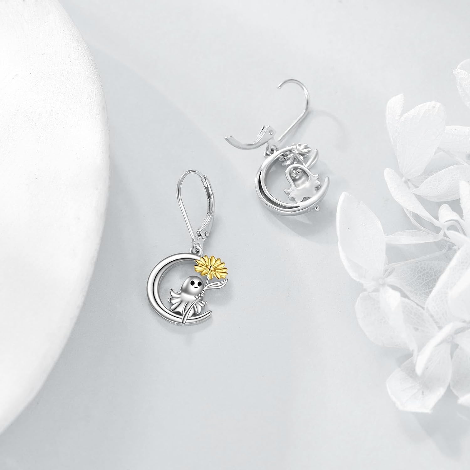 Detalle 2 de Mond Tier Ohrringe aus 925er Sterling Silber – Geistermond mit Tiermotiven