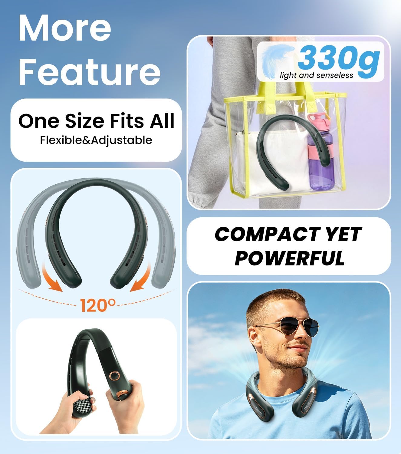 Thumbnail 5 de Neck Fan with Bladeless Design, 4000mAh USB Rechargeable Personal Cooler