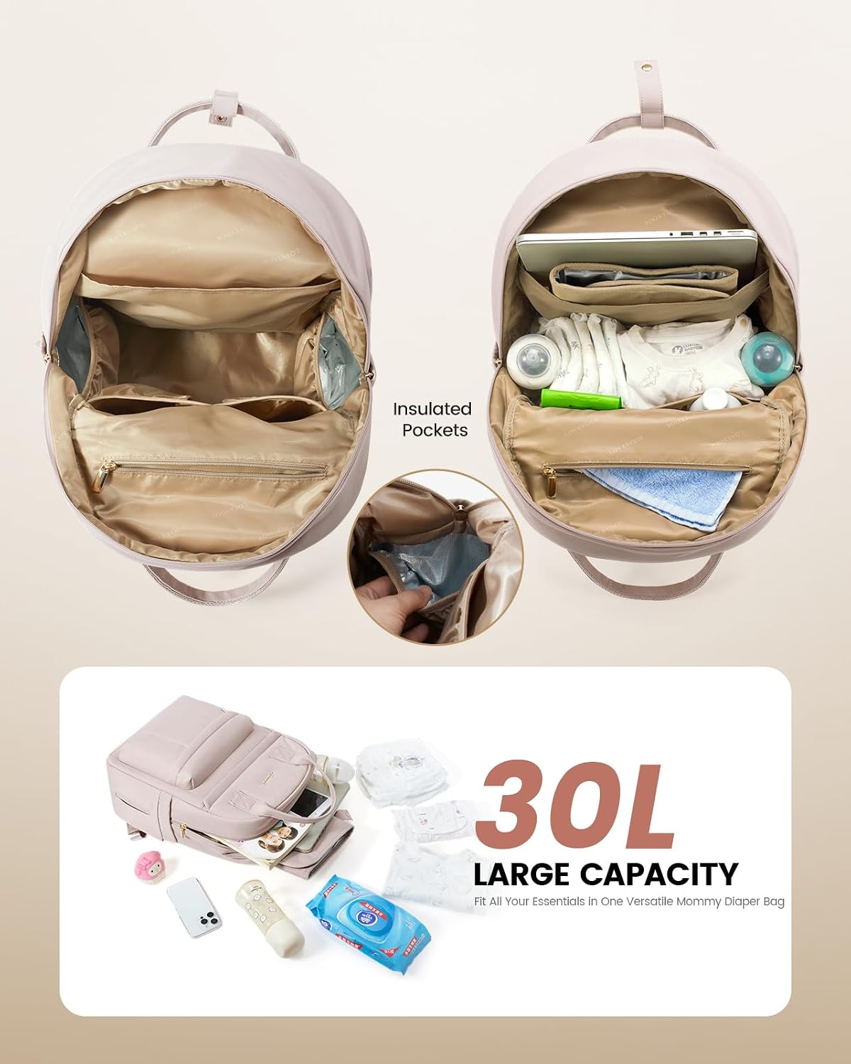 Detalle de LOVEVOOK Baby Changing Backpack 30x17x42.5cm