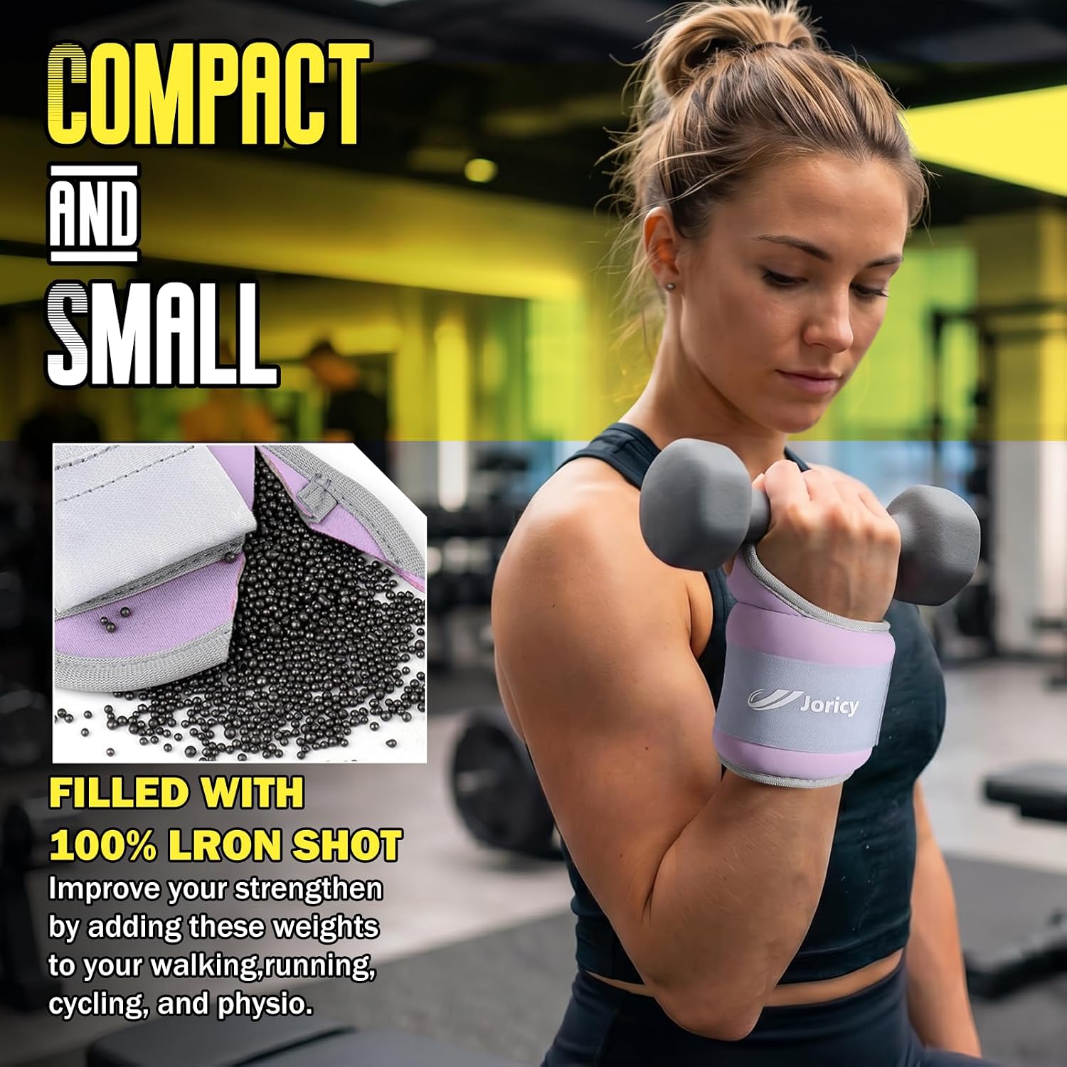 Detalle de JORICY J-weight-002-purple5LB Wrist Weights, 2.5 lb Each with Thumb Loops