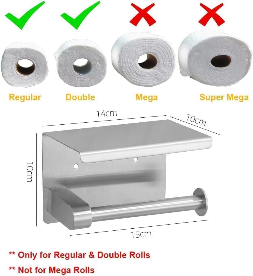 Detalle de LSWYYP LCC0022-silver*011US Toilet Paper Holder with Shelf, 304 Stainless Steel