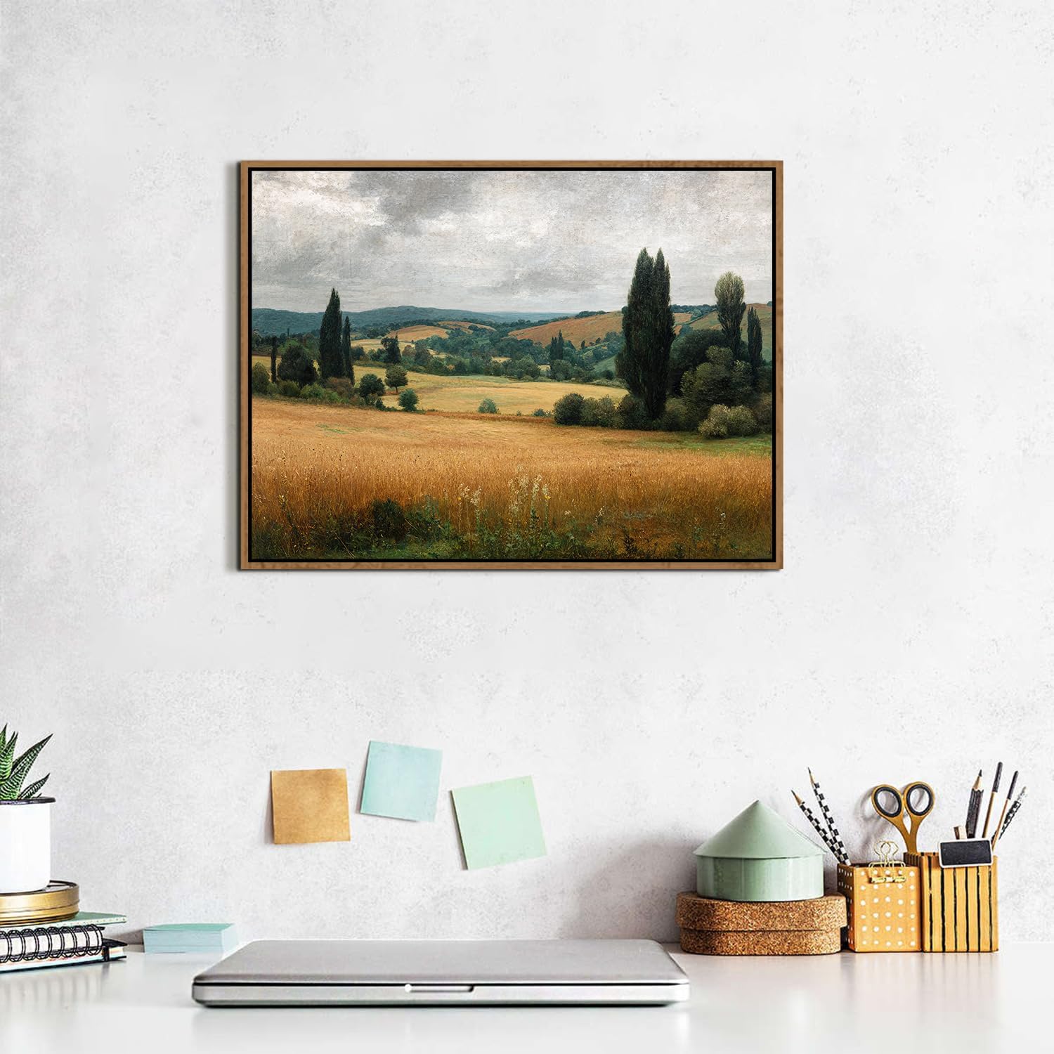 Thumbnail 4 de AREBOLO Vintage Countryside Framed Canvas Wall Art (12 x 16 inch) – Golden Wheat Field Autumn Landscape