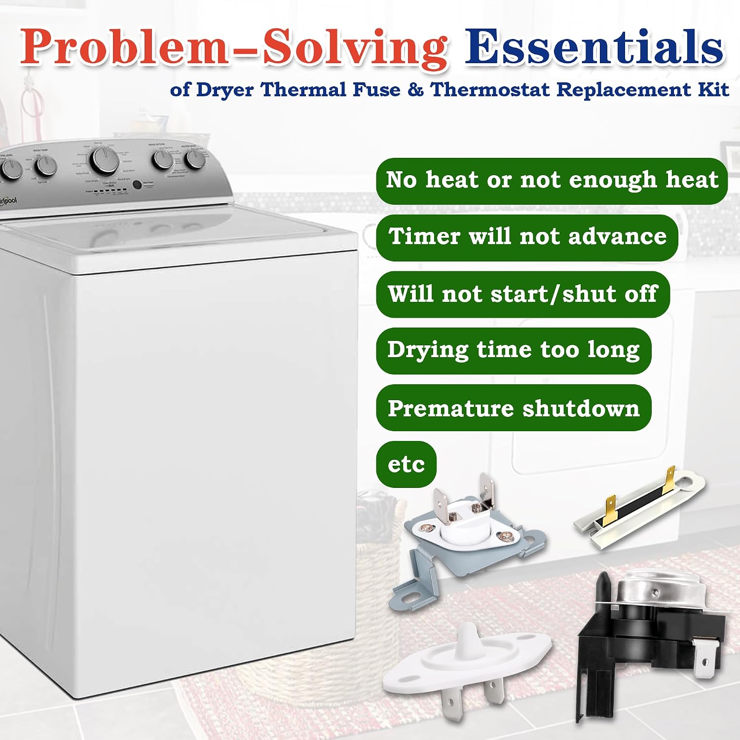 Thumbnail 2 de Bakaoof Dryer Repair Kit with Thermal Fuse, Thermostats, and Thermistor
