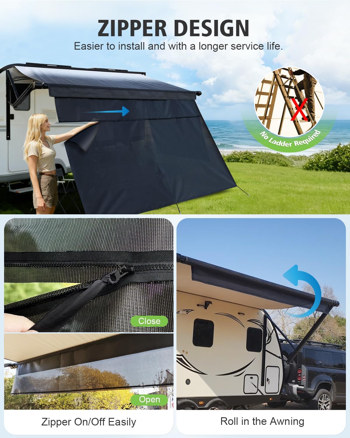 Thumbnail 1 de Dulepax RV Awning Shade Screen with Zipper 8'X15'3'' — Second Generation
